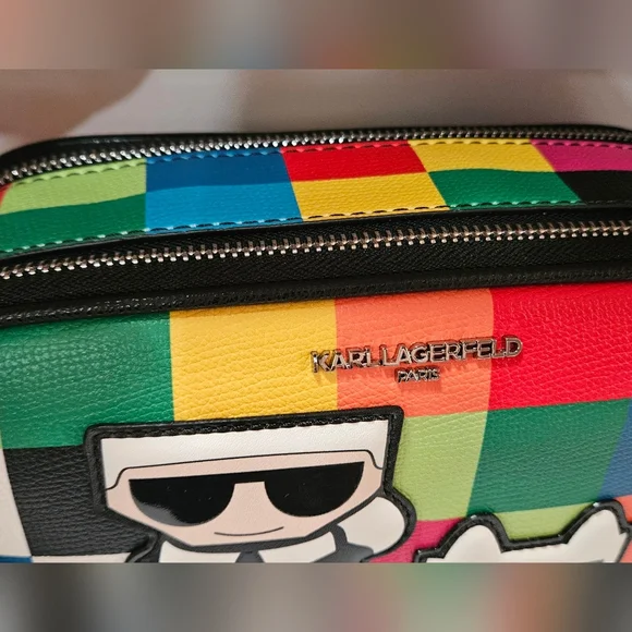 NWT Karl Lagerfeld Paris Maybelle Camera Multi Color Crossbody Bag In Box - Picture 7 of 7